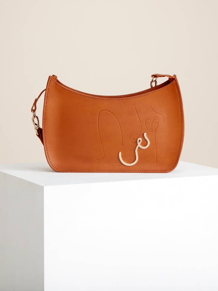 Handmade Italian Leather Clutch with Gold Hardware for wholesale by Paradise Row