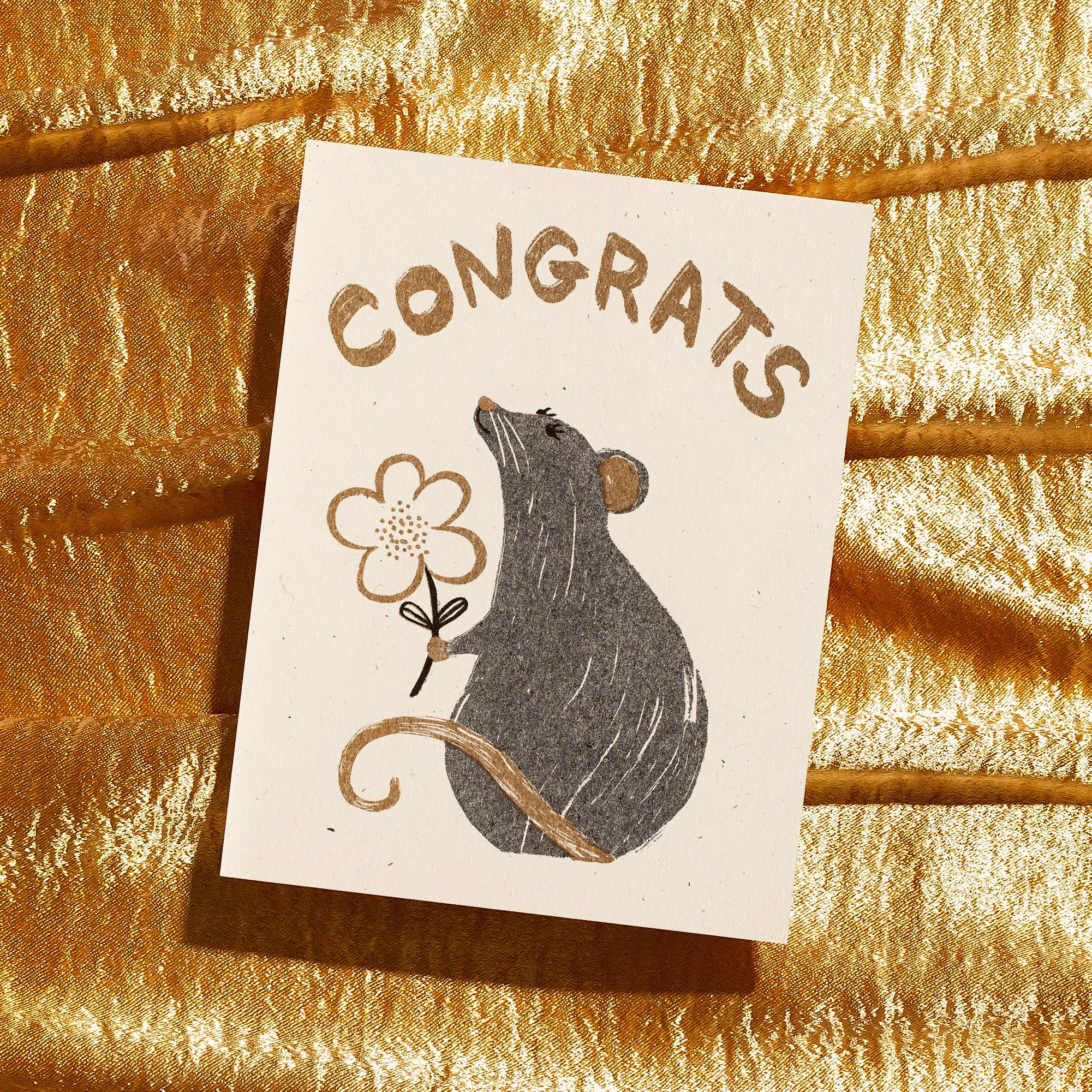 Bromstad Printing Co. - Wholesale Congratulations Card - Congrats Rat - Risograph Card