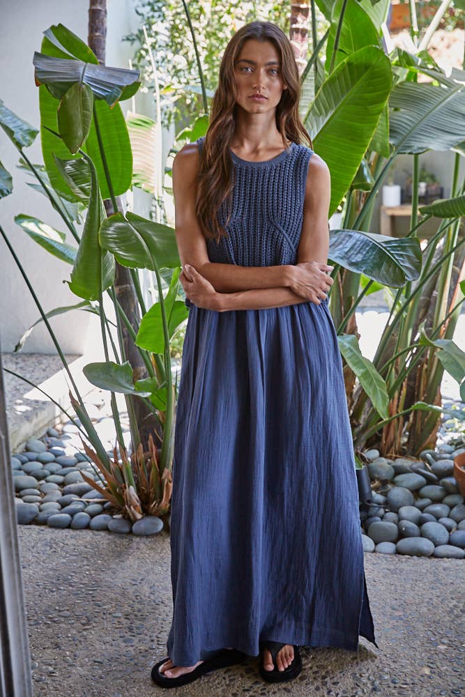 By Together - Wholesale Dress - Women's - W2069 | Knit Sweater Sleeveless Flare Midi Dress 4