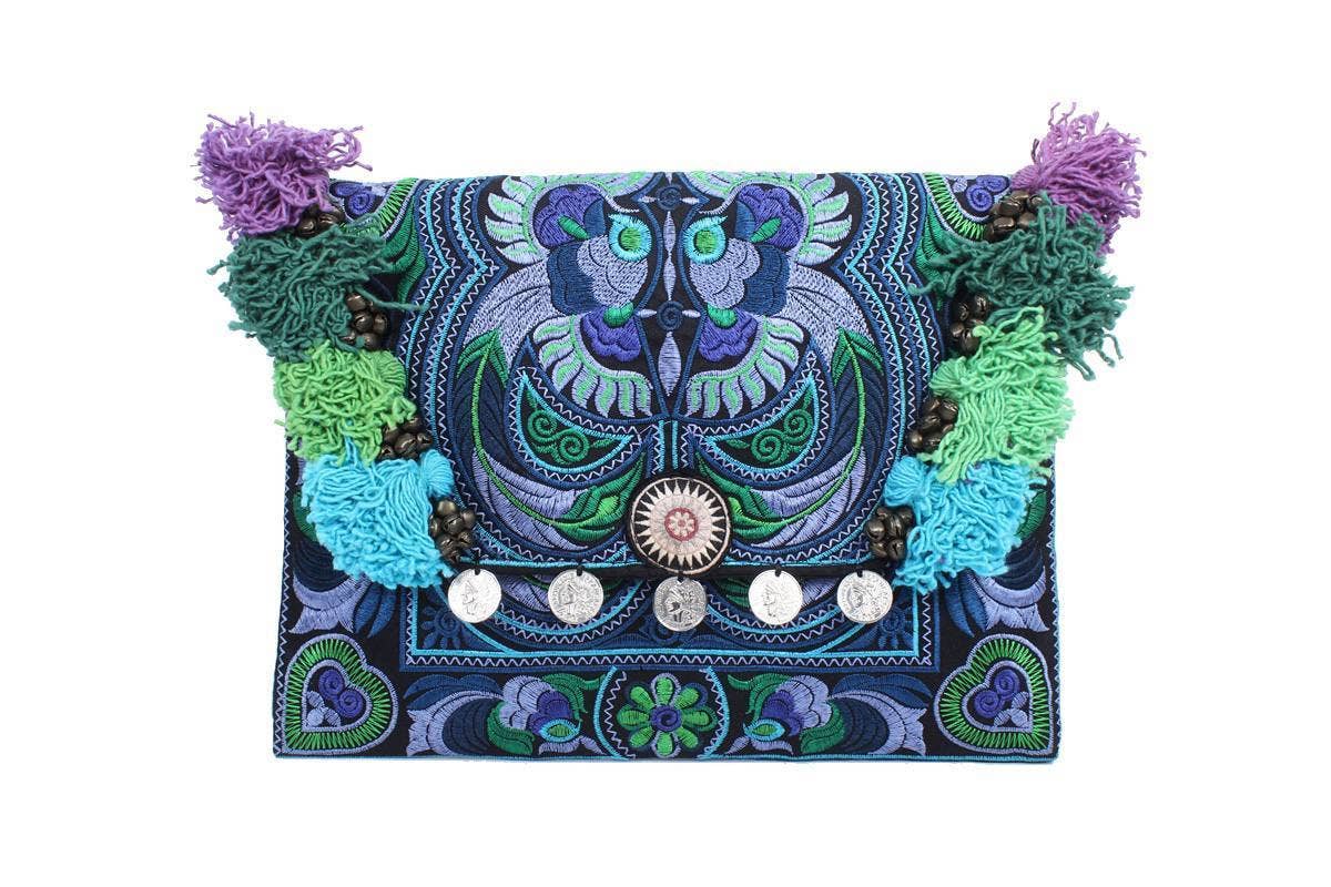 SIBYLLADELPHICA – Engroshandel Clutch - Dame – Brokad broderet clutch med påfuglemotiv3
