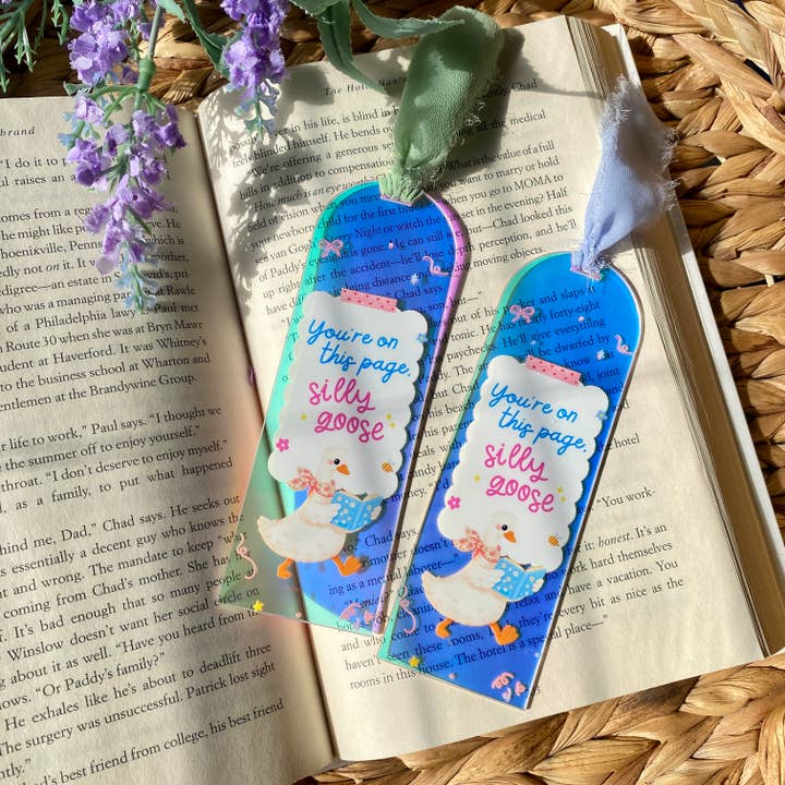 Silly Goose Books Acrylic Iridescent Holographic Bookmark for wholesale by Emilee on Crafts