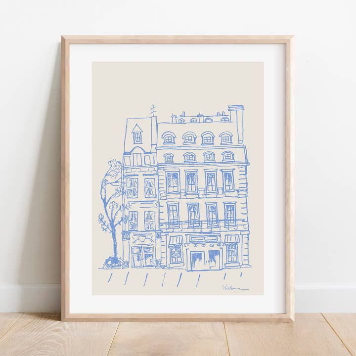 En Parisienne-bygning, Giclée Kunsttryk for engroshandel hos Pascale Berkowitz Studio Art