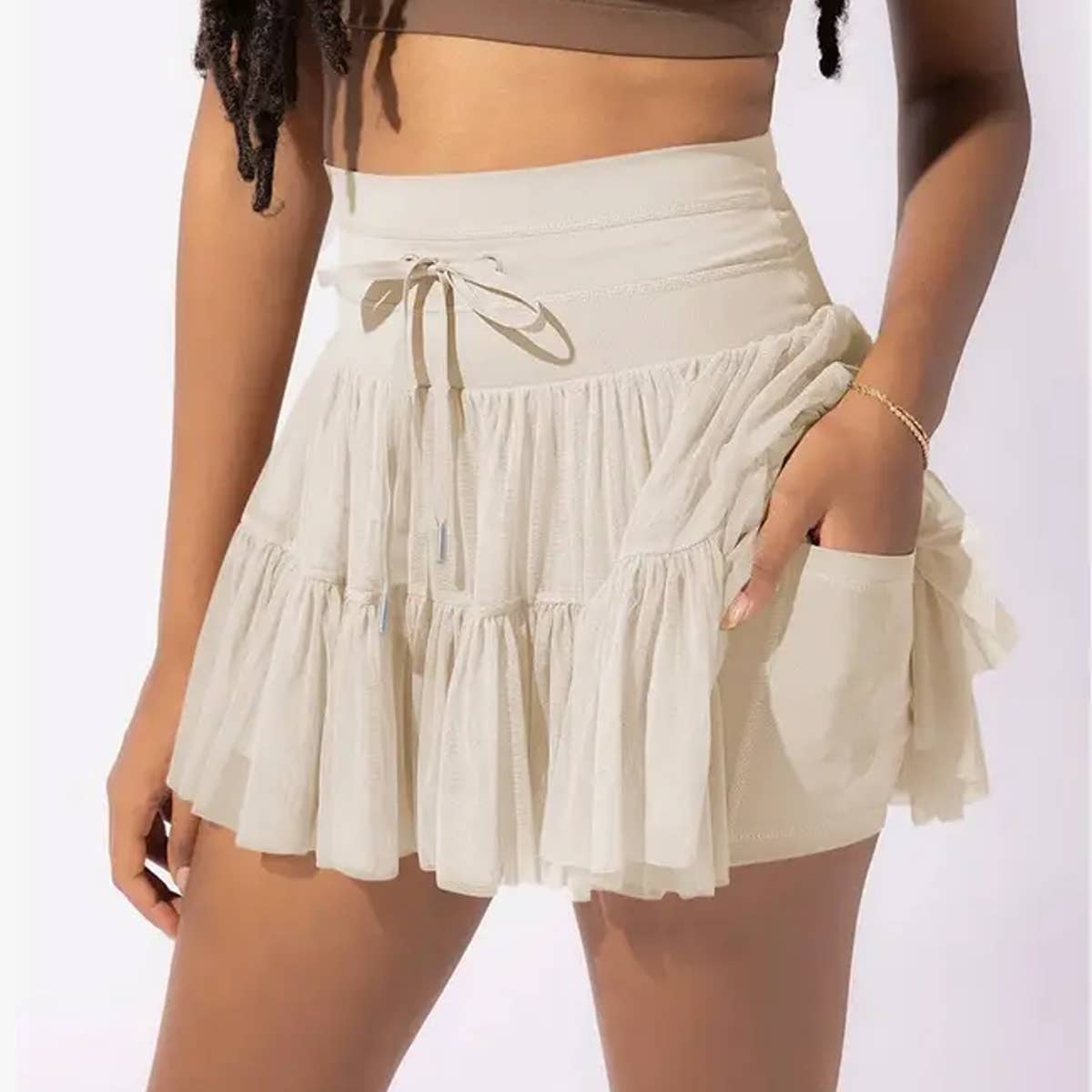 Lily Clothing - Wholesale Skirt - Women's - WOMEN'S HIGH WAIST LACE-UP PLEATED SKIRT16