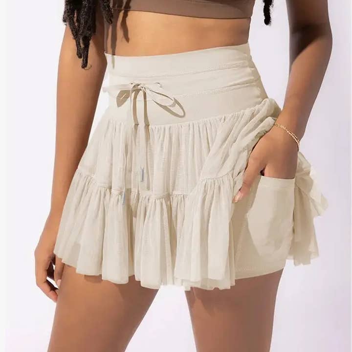 WOMEN'S HIGH WAIST LACE-UP PLEATED SKIRT for wholesale by Lily Clothing