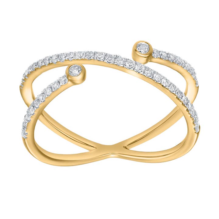 Infinara 14K Yellow Gold Diamond Crossover Ring – 0.25 Ct for wholesale by LuvMyJewelry (LMJ)