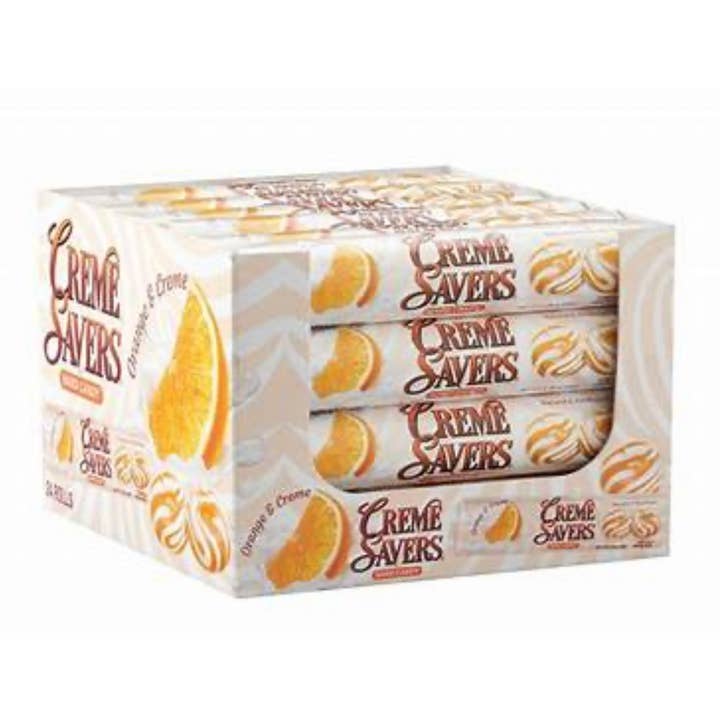 O'Shea's Candies Sweet Shop - Wholesale Hard Candy - Nostalgic Orange 🍊 Cream Saver Retro Roll 24ct Display
Box