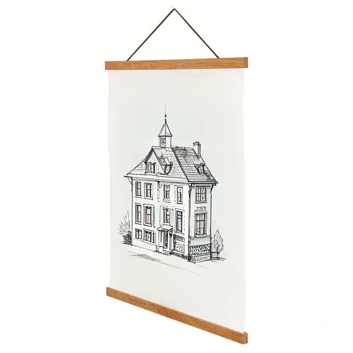 FIXTUREDISPLAYS – wholesale Picture frame – 24 Inch Magnetic Poster Frame Hanger, Natural Teak, for Pictures, Canvas Artwork 22028
