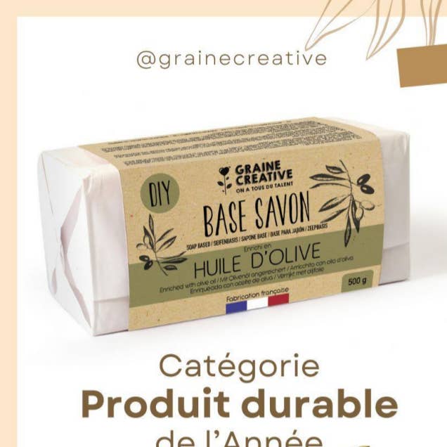 Graine Créative - Wholesale Bar Soap - 500G OLIVE NATURAL SOAP BASE0