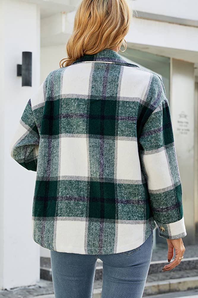Comely Fashion – wholesale Shirt Jacket/Shacket - Women’s – Flannel Pockets Button Up Plaid Shacket CF-QXX02310