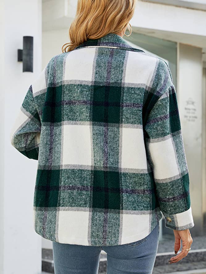 UNISHE - Wholesale Shirt Jacket/Shacket - Women’s - Button Up Pockets Plaid Shacket QXX02310