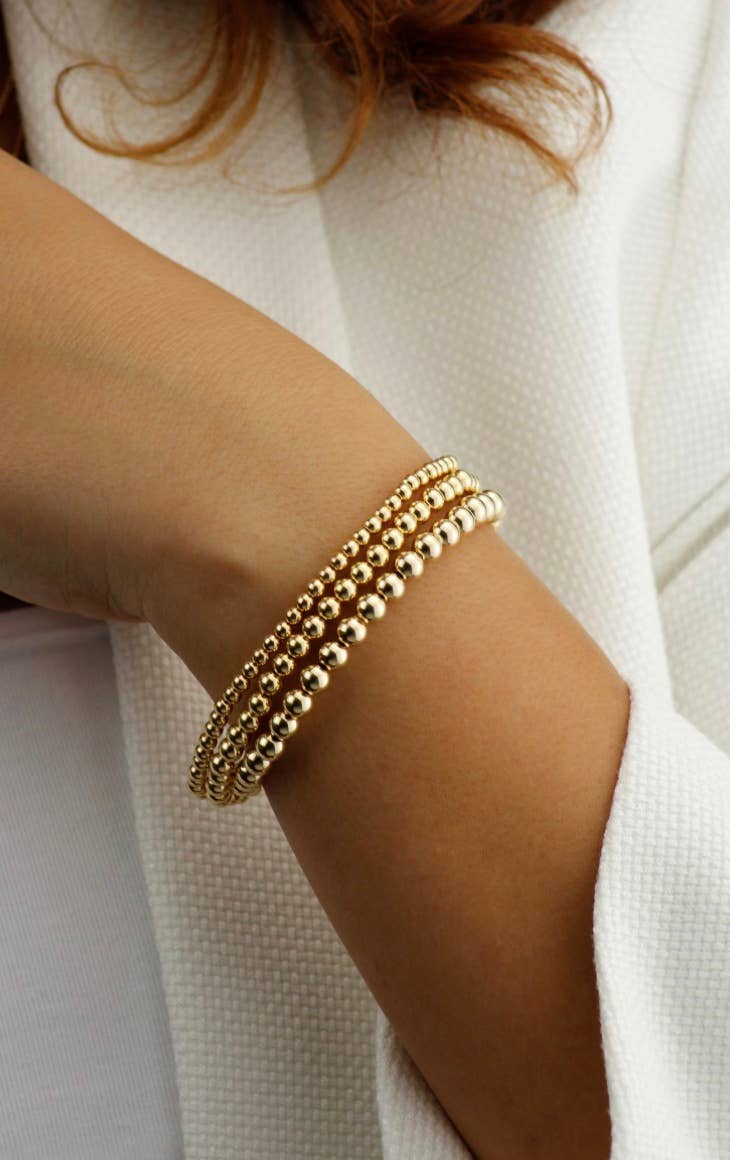 HoopLa - Wholesale Beaded Bracelet - Beads-Stacking Stretch Bracelets Steel Gold 14K  Waterproof1