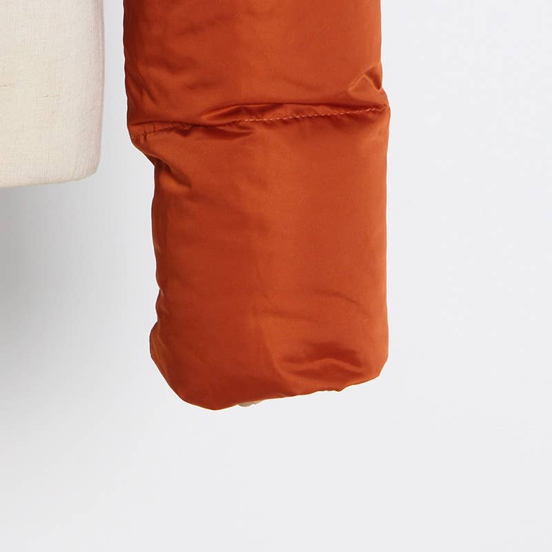 Alaranjado Jaqueta Puffer com Pelúcia e Ombreiras Feminina JK004 para venda a revendedores na Faire16