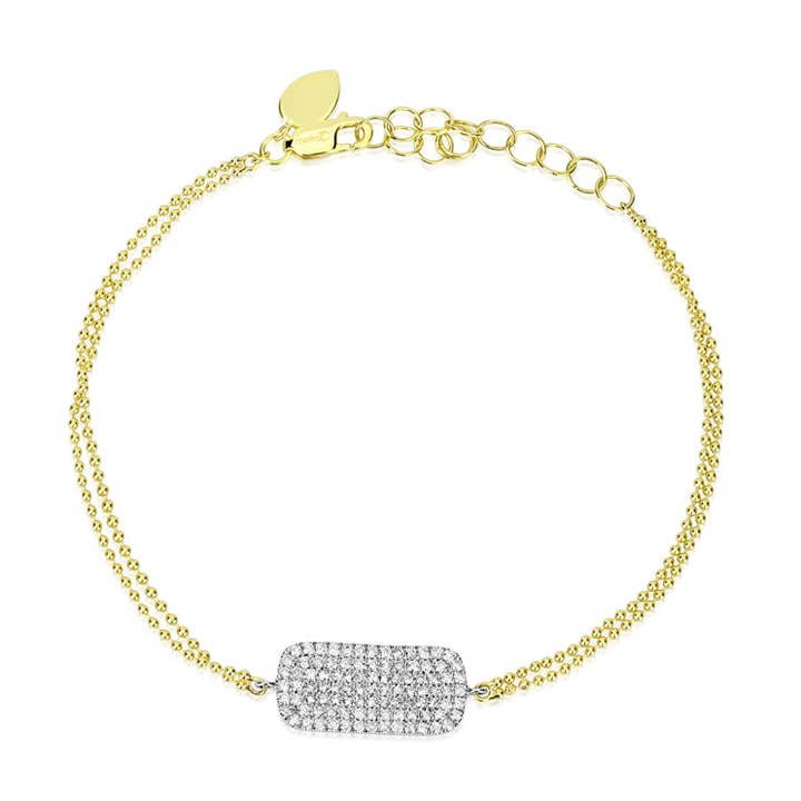 Bracciale con Targhetta in Oro Bicolore 14K e Diamanti Pavé per la vendita all'ingrosso da parte di Meira T