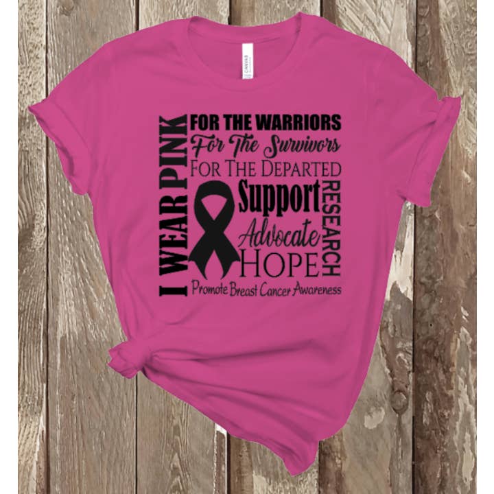 I Wear Pink Breast Cancer Support Graphic T-shirt for wholesale by BB Subs and Screens