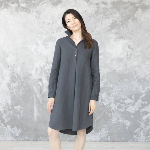 Linen Dress Charcoal Camilla for wholesale by LinenMe
