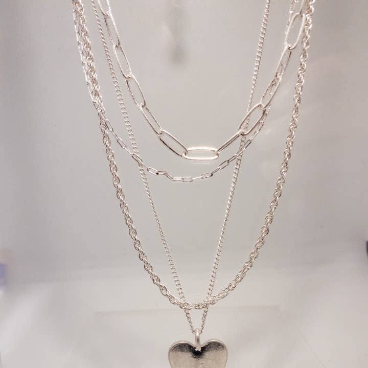 Nette Road Wholesale – wholesale Hänge-/berlockhalsband – 4 lager länkar och hjärta hänge0