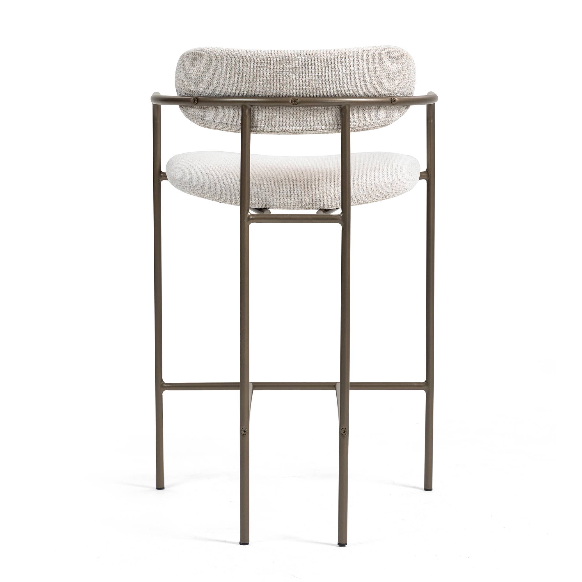Glamour Home - Vente Tabouret - Ensemble de 2 tabourets de comptoir en tissu tissé beige Berker5