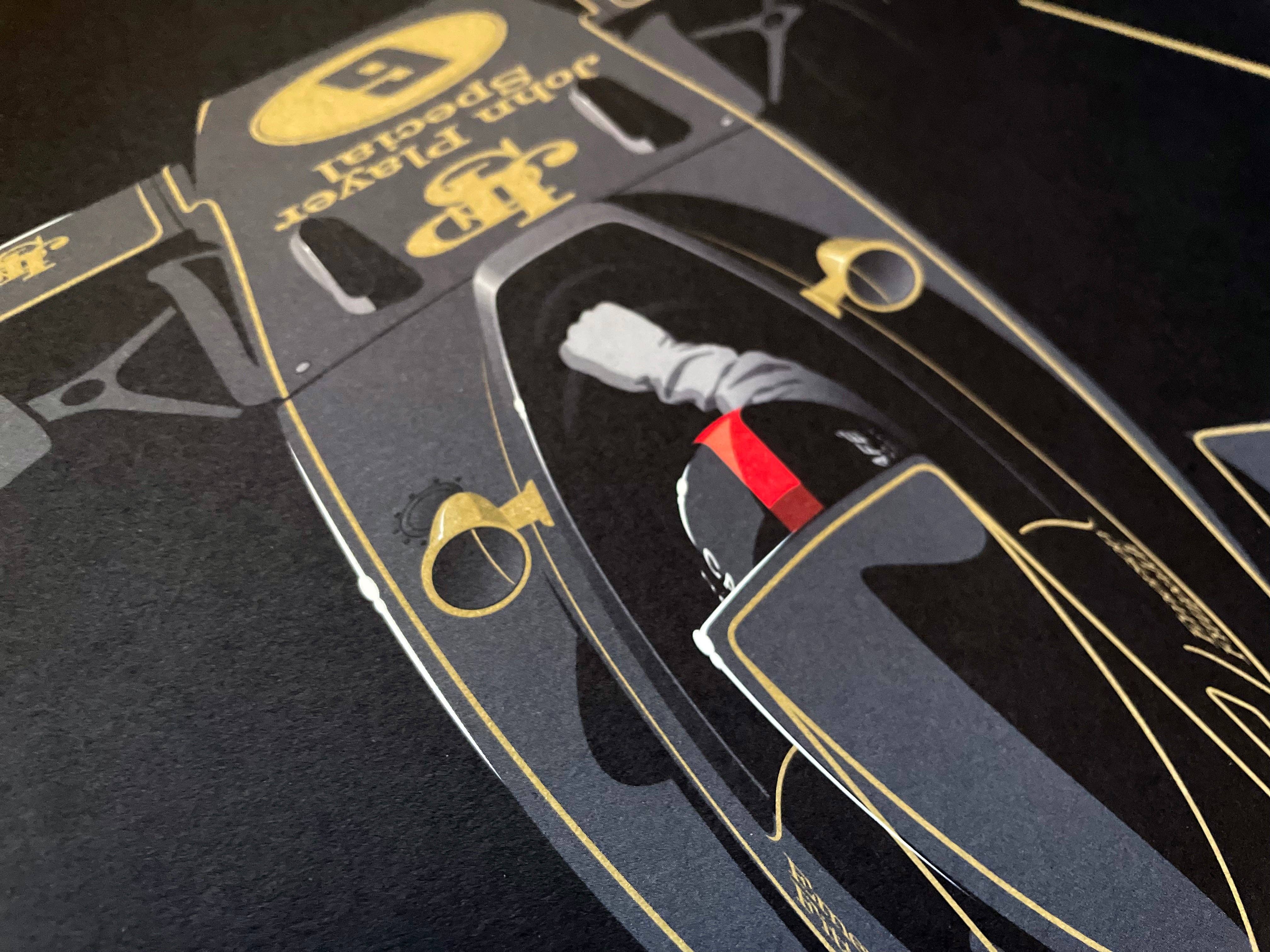 Ricardo Fine Car Artwork - Wholesale Art Print - Emerson Fittipaldi, Lotus 72D-Ford, Formula 1 World Champions 19723