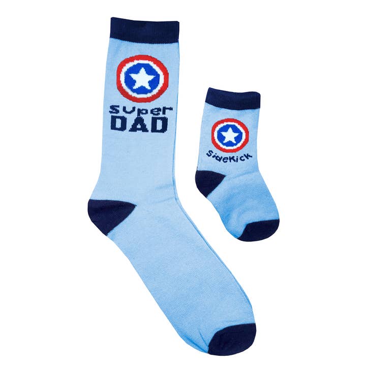 2-pair Sidekicks Super Dad Sidekick - Daddy & Me Socks Set for wholesale by Boogie Toes