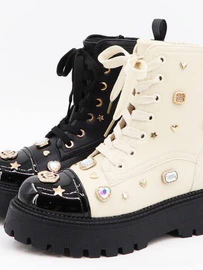 BOTTINE À PLATEFORME ÉPAISSE EN STRASS AMRY pour la vente par Andrea Bijoux