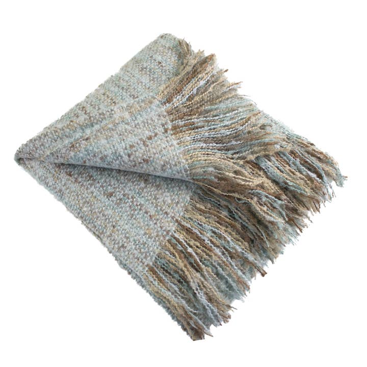 Fennco Styles - Wholesale Throw Blanket - Aqua Faux Mohair Shabby Throw Blanket
