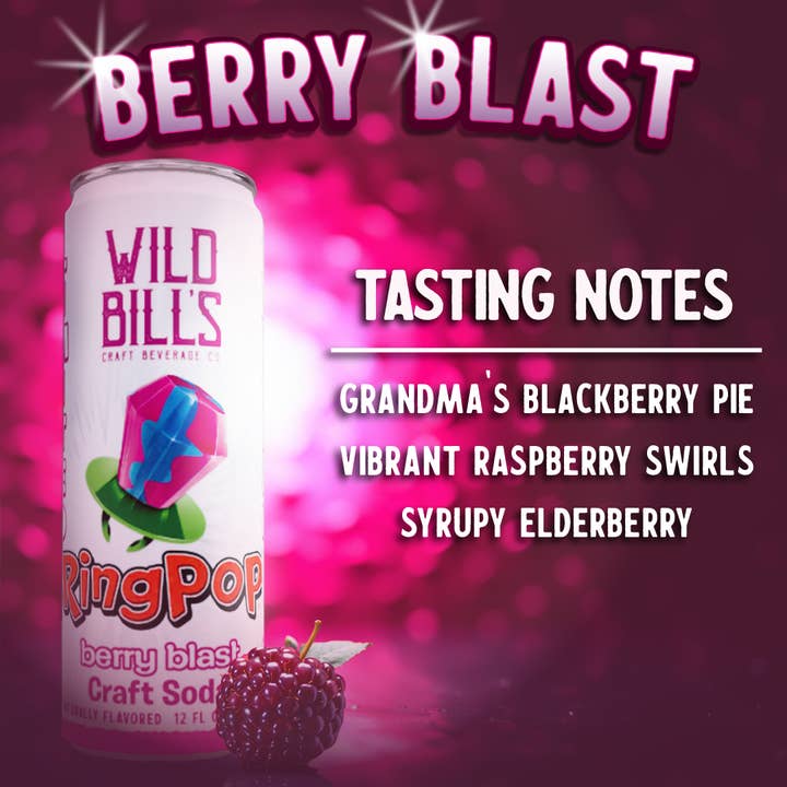 Wild Bill’s Craft Beverage Co. - Wholesale Soda/Carbonated Drink - Ring Pop Soda Berry Blast Pure Cane Sugar, 12-Pack, Cans4