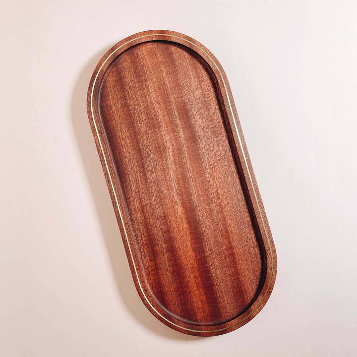 Gilded Mahogany Serving Tray & Catchall for wholesale by Warwood Made