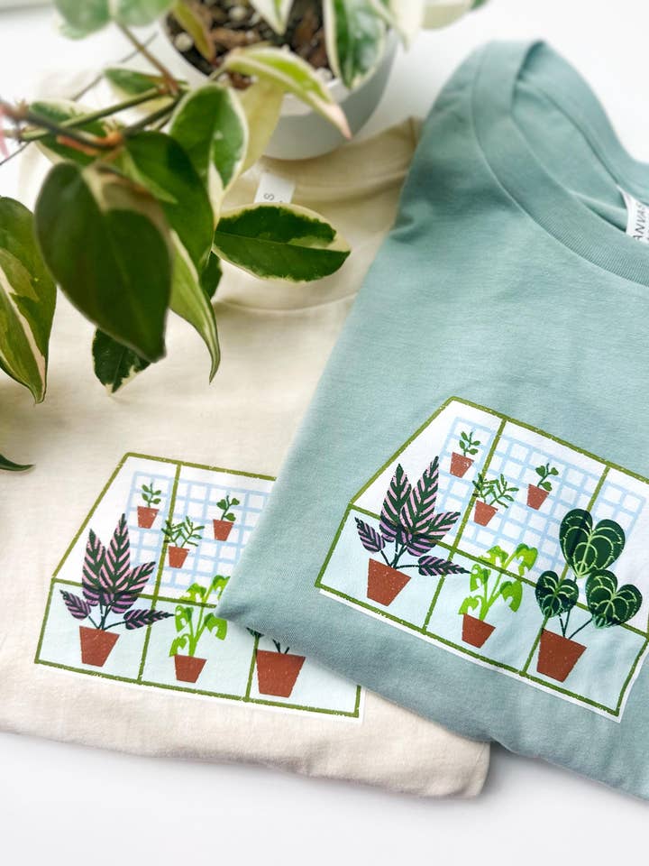 Katie May Designs - Wholesale Screen Printed T-Shirt - Women's - Greenhouse Houseplant Lover Leaf T-Shirt2