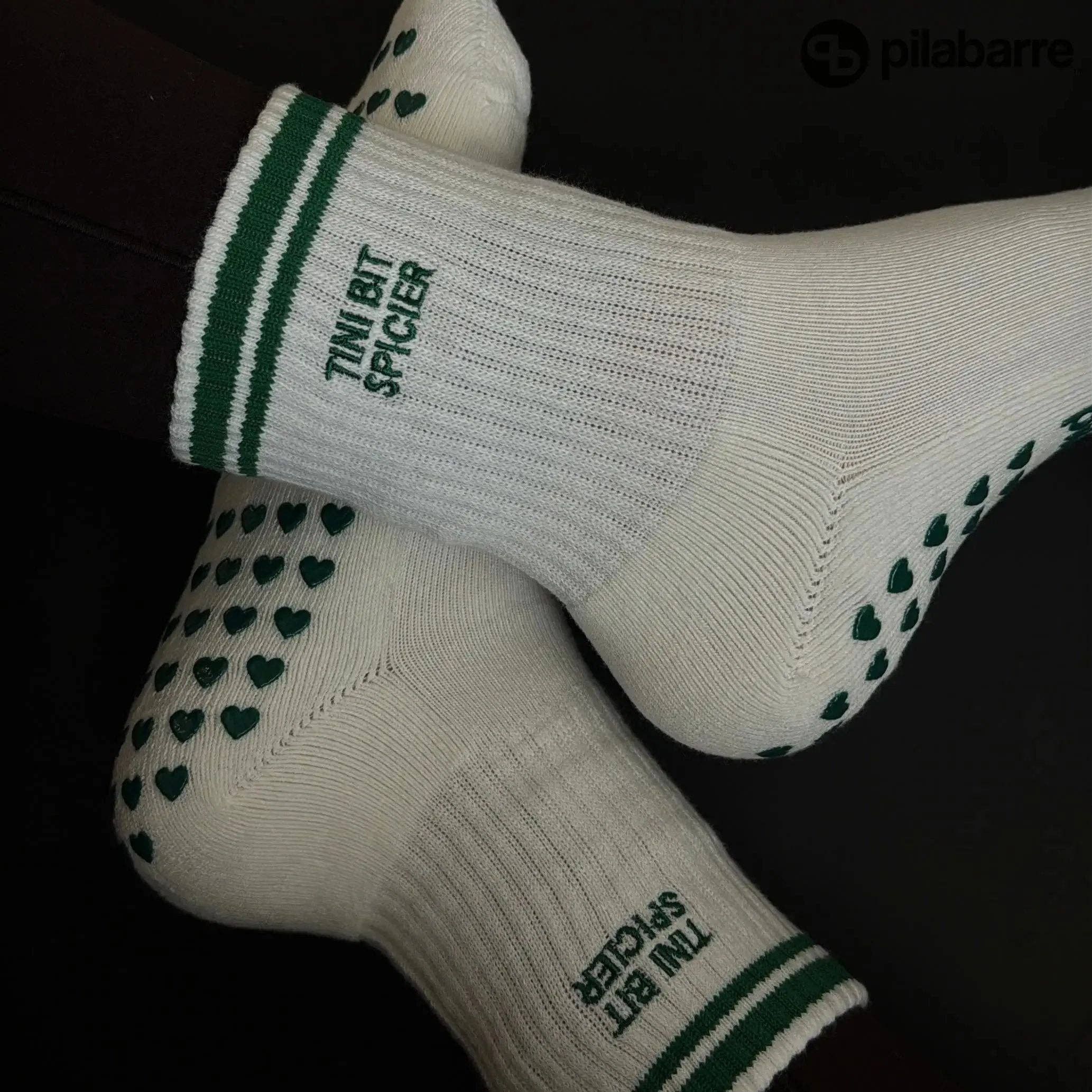 Pilabarre - Vente Chaussettes – femme - Chaussettes de préhension légèrement plus épicées - Crème & Vert5