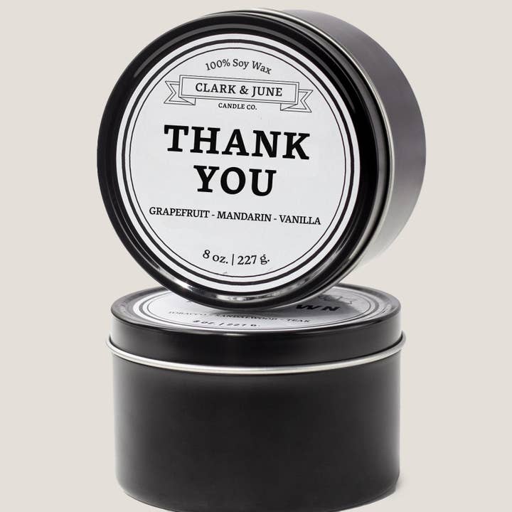 Thank You | Grapefuit - Mandarin - Vanilla 8oz for wholesale by Clark & June Candle Co.