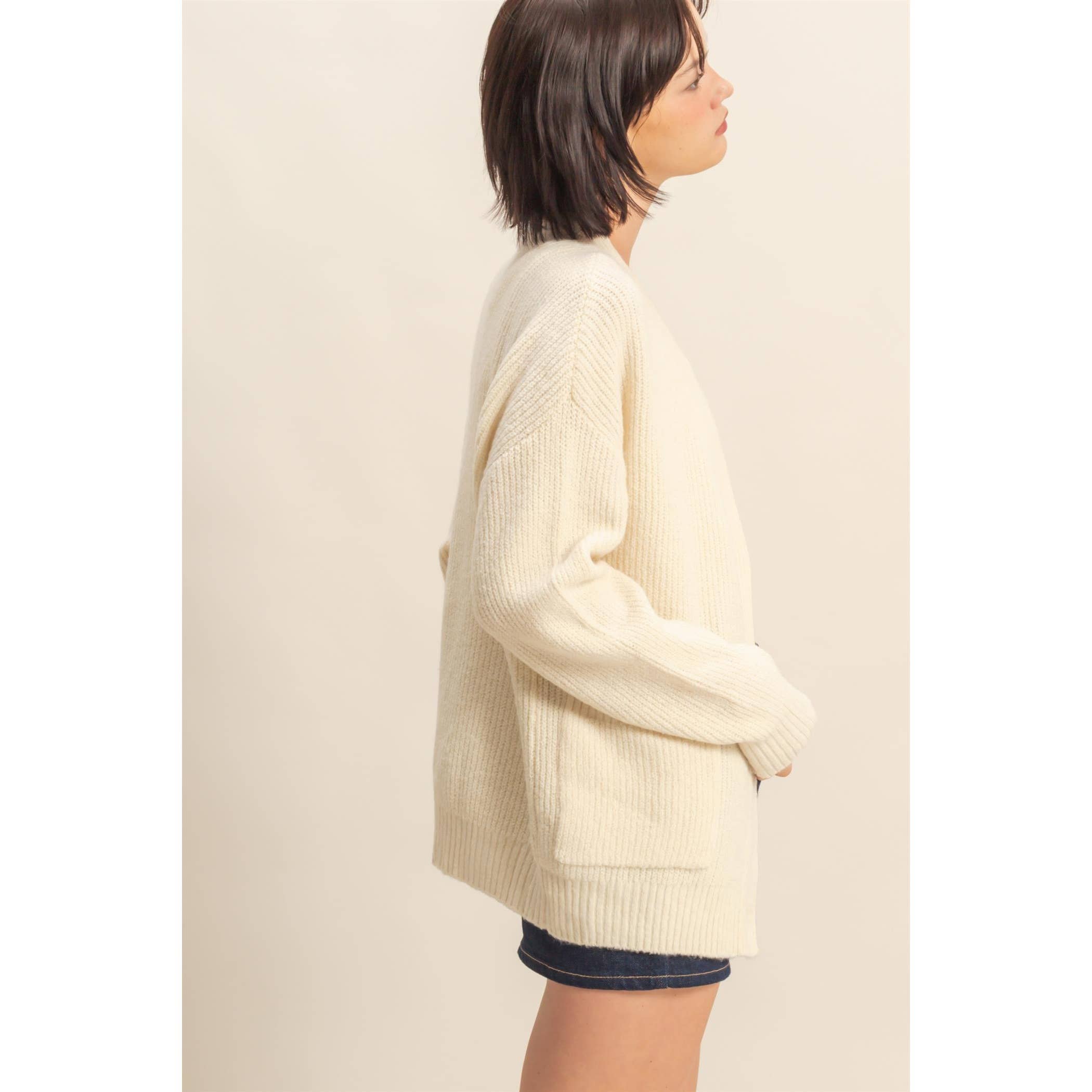 HYFVE - Wholesale Cardigan - Women's - Oversized Sweater Cardigan With Front Pockets6