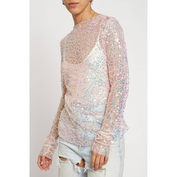 Sans Souci - Wholesale Knit Top - Women's - SEQUIN FISHNET TOP5