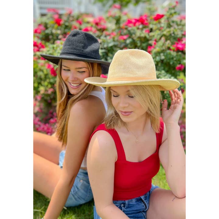 C.C Panamahut aus Veloursleder mit Schnürbesatz und Schnürung ST1002 für den Großhandel von C.C Beanie