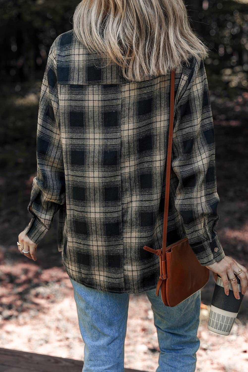 Multicolour LDC Retro Plaid Double Flap Pocket Button Down Shacket for wholesale on Faire1