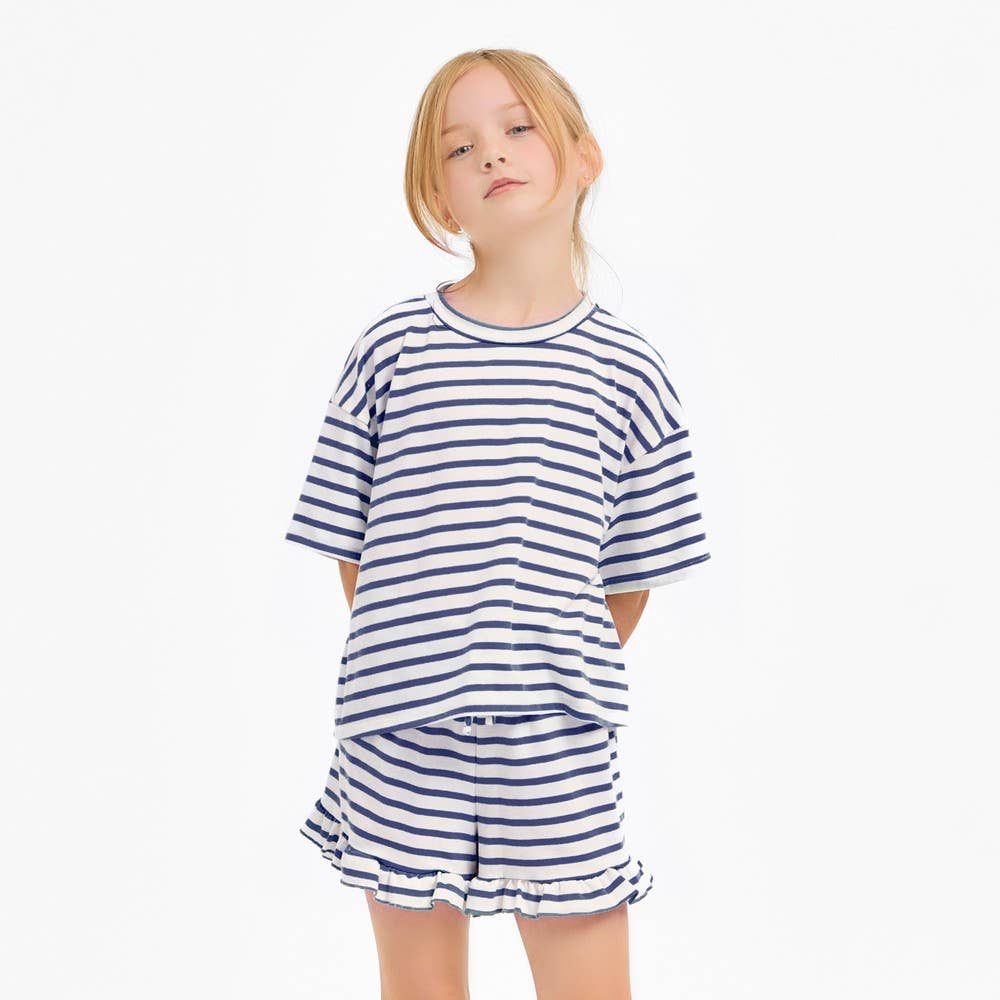 Good Girl – Großhandel Top- & Shorts-Set – Kinder – Gestreiftes Crop-Top und Rüschen-Shorts-Set13