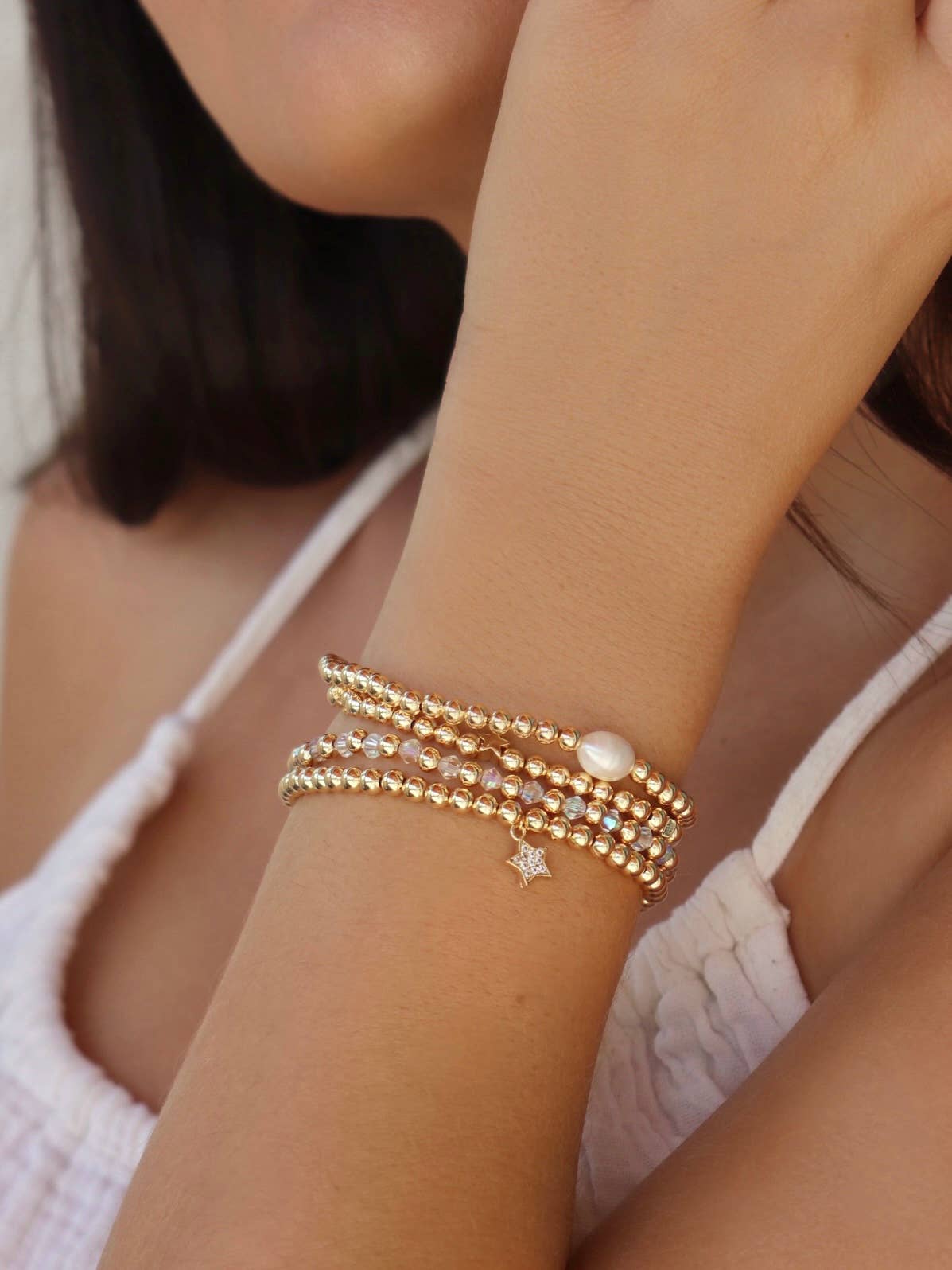 Kaylie Dawn Jewelry - Wholesale Armband met kralen - Set van 6: Anna Handgemaakte Rekbare Armband met Echte Parel5