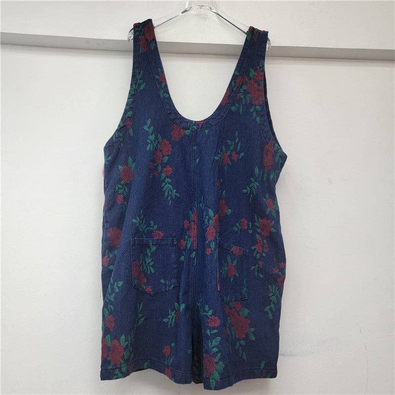 Classic Blue M288 2025 Summer Women’s Floral Denim Workwear Jumpsuit for wholesale on Faire1