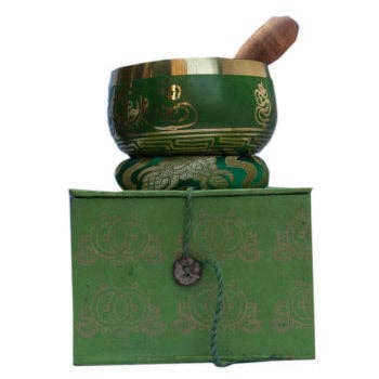 4" Green singing bowl w-Box SB-129B for wholesale by Dorjebajra Tibet Shop
