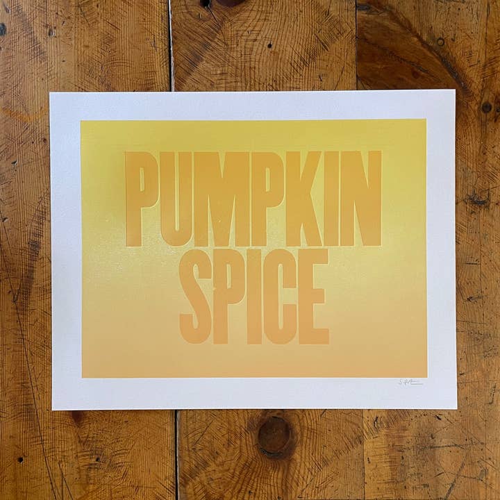 Pumpkin Spice Letterpress Print for wholesale by Green Bird Press