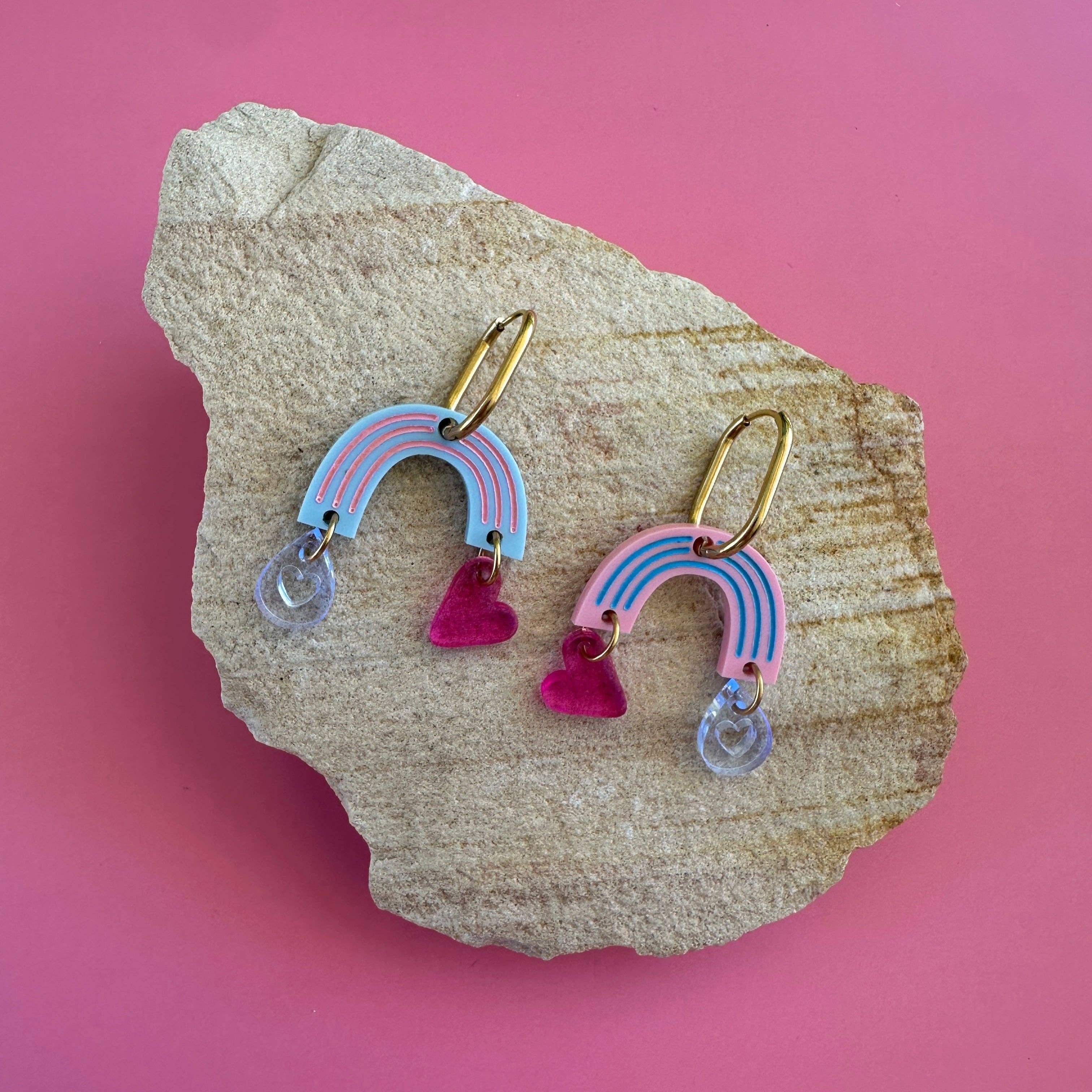 The Sassy Pants Co - Wholesale Dangle earrings - OVER THE RAINBOW | PINK + BLUE | DANGLES