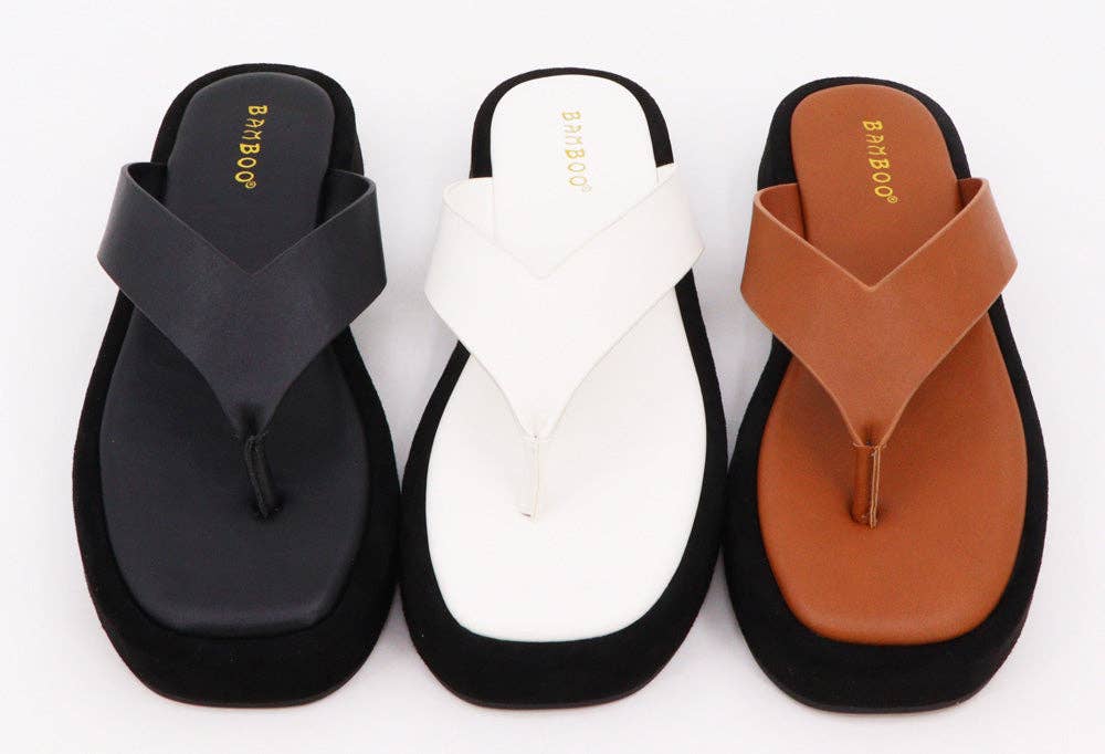 Mars Sky Shoes Wholesale - Wholesale Flip Flops - Women's - Bamboo MAYVEN-18 Women Thick Bottom Plain Thong Strap Sandal3
