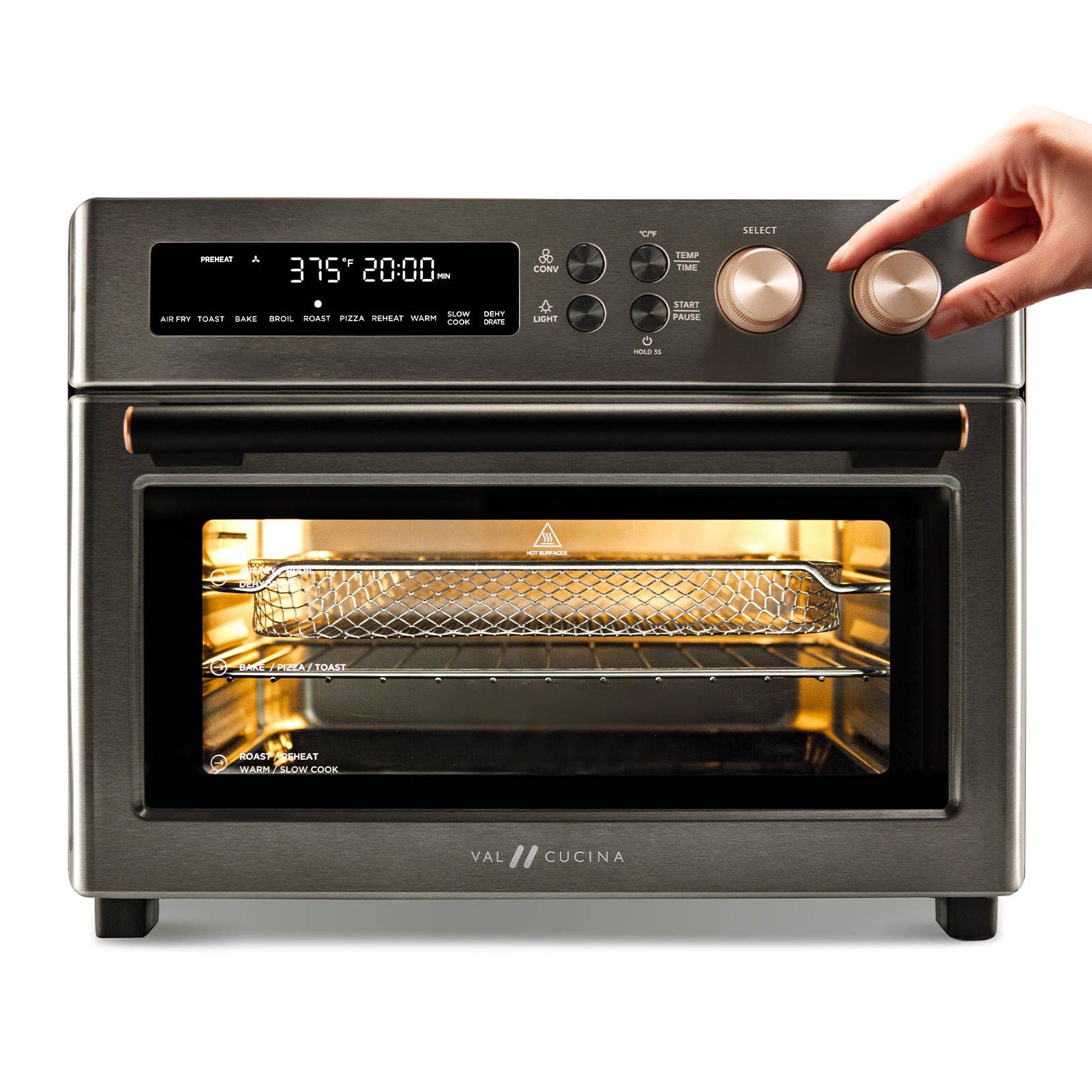 VAL CUCINA - Vente Appareils électroménagers - Four grille-pain à friteuse à air 10 en 1 VAL CUCINA, noir mat2