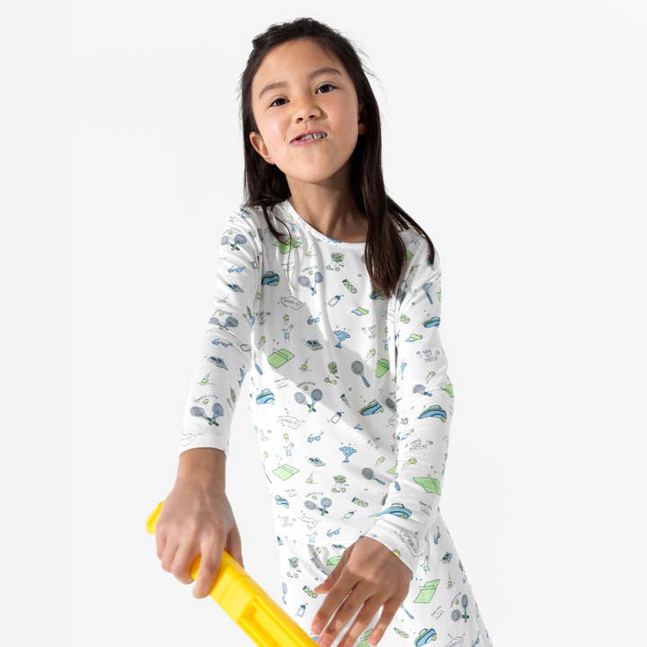 Tennis-Bambus-Kinderpyjamas für den Großhandel von Bellabu Bear