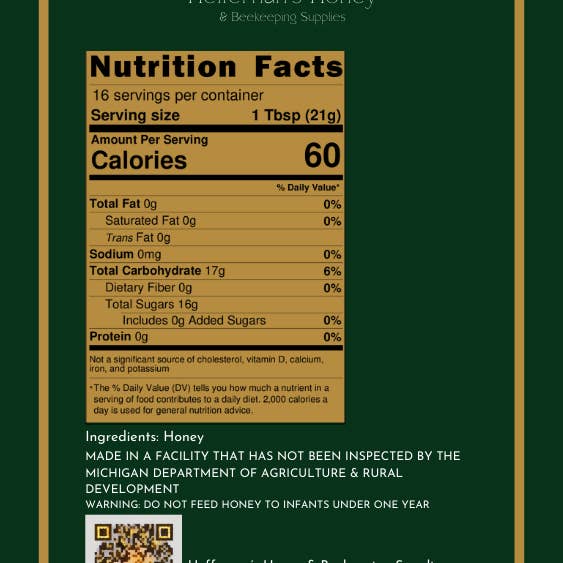 Heffernan’s Honey & Beekeeping Supplies - Wholesale Honing - 100% rauwe honing uit Michigan - pot van een halve pint2