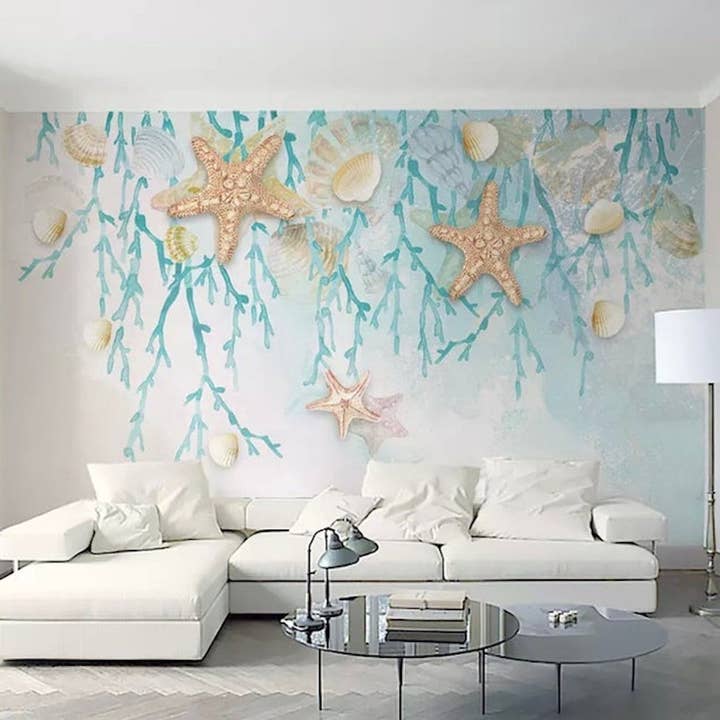 Fresque Murale Étoile de Mer Sous-Marine Océan Profond Coquillage. pour la vente par GK Home Decor