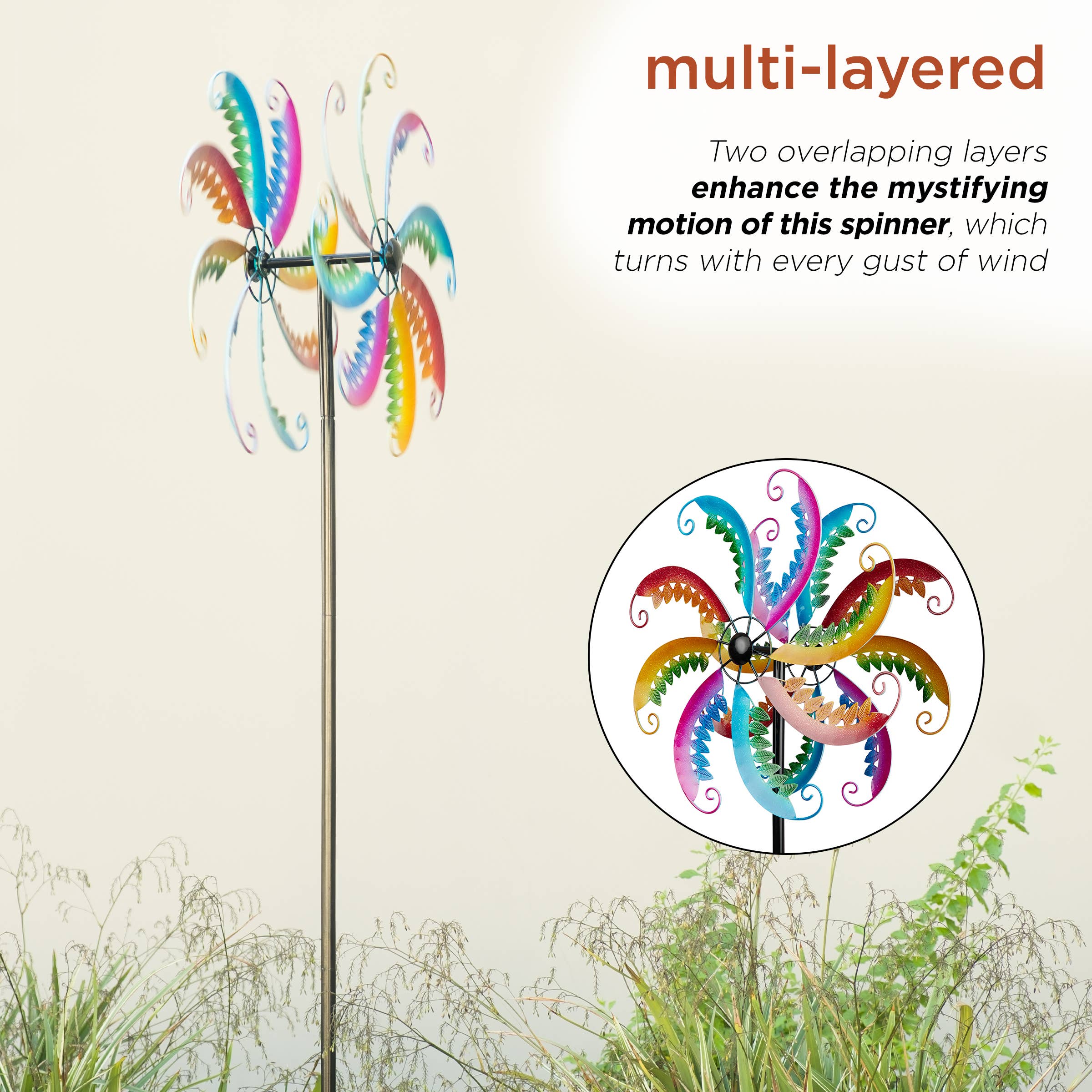 Alpine Corporation - Wholesale Wind Spinner - Alpine Corporation Multi-Color Metal Kinetic Wind Spinner5