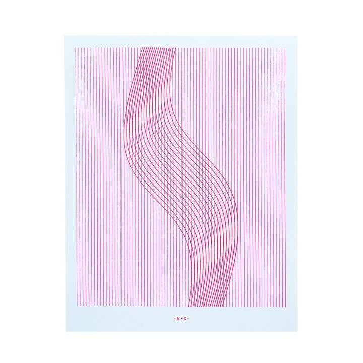 Moire Lines, Rød - Risograph Art Print for engroshandel hos Next Chapter Studio
