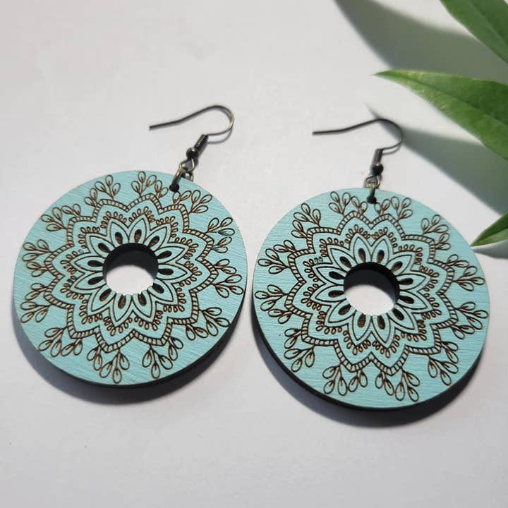 Robin Egg Colored Open Circle Mandala Earring for wholesale by Elskas Designs
