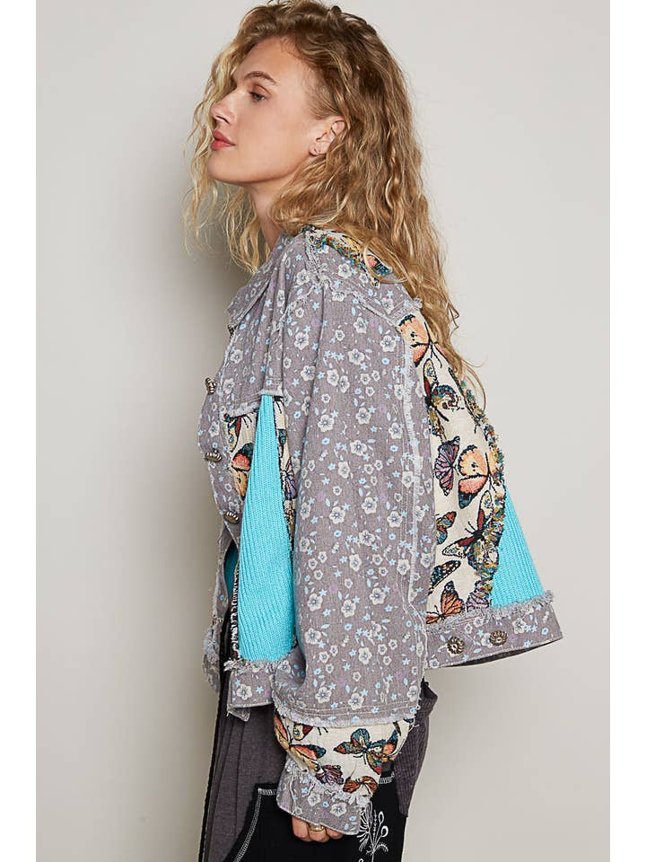 Pol Clothing - Wholesale Denim Jacket - Women's - Vintage wahsed semi cropped denim jacket