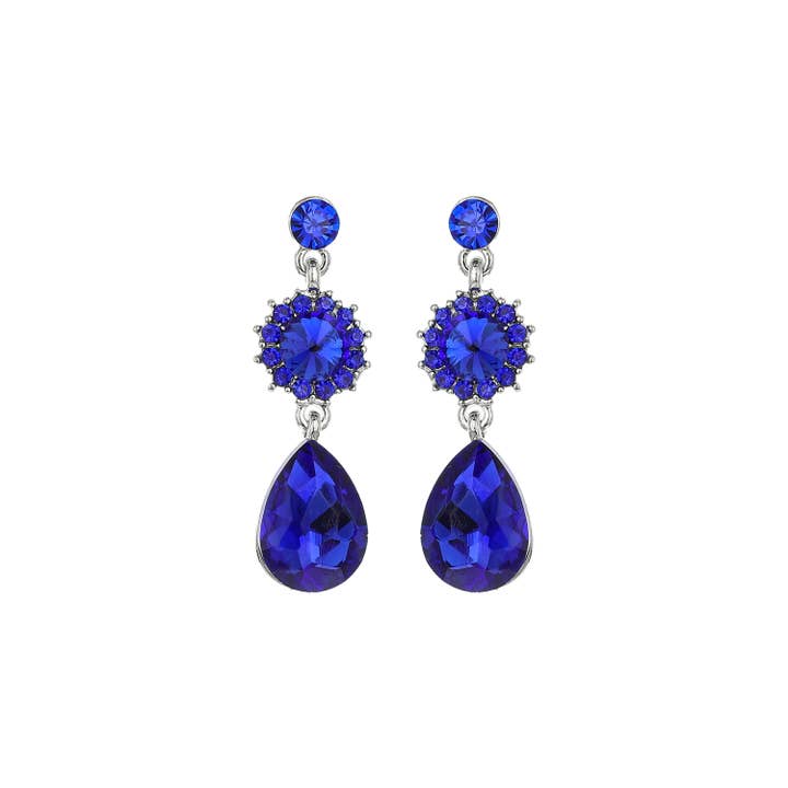 SP Sophia Collection - Wholesale Dangle Earrings - 3 Tier Floral & Teardrop Rhinestone Crystal Dangle Earrings4